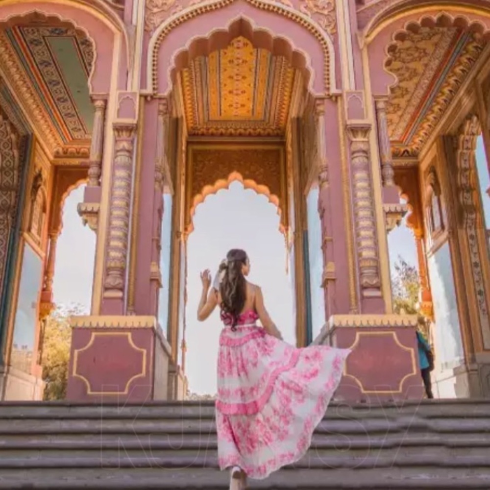 Bohemian Pink Ruffle Dress - Picture 4 of 8
